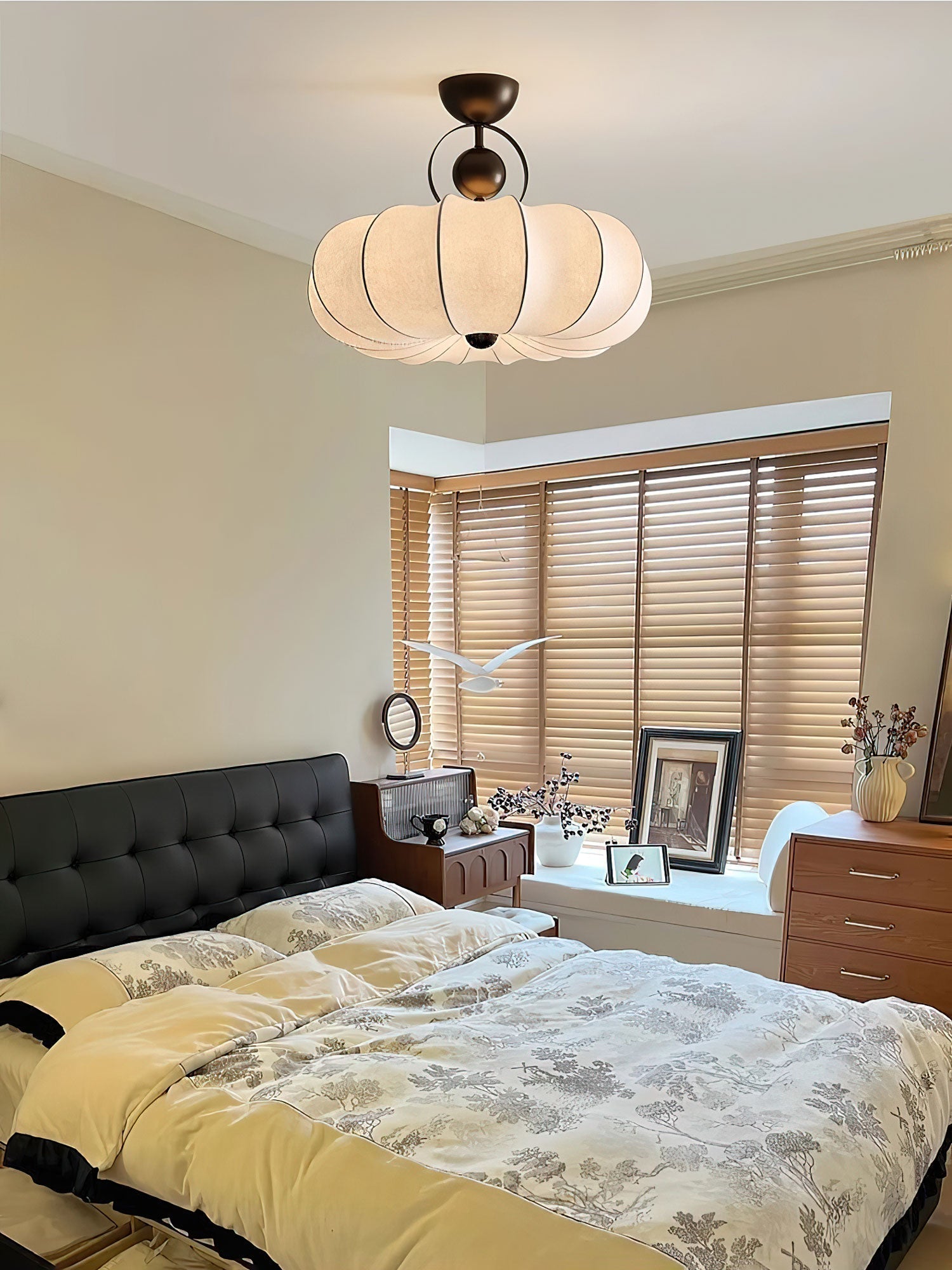 Yunshui Petal Fabric Bronze Pendant Light - Lamp Outdoor