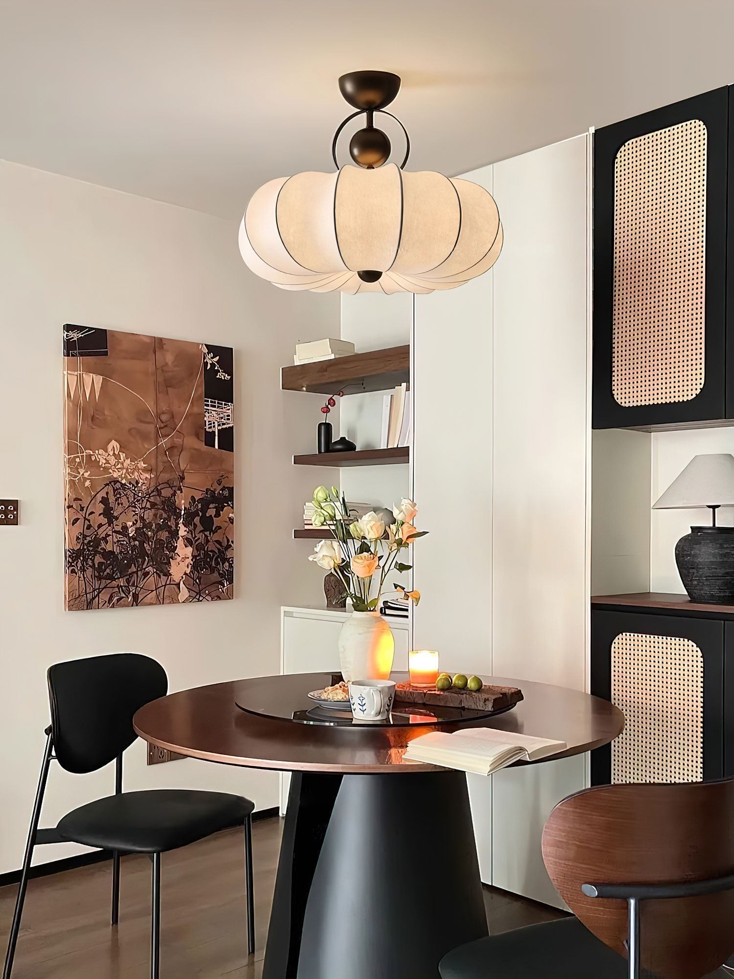 Yunshui Petal Fabric Bronze Pendant Light - Lamp Outdoor