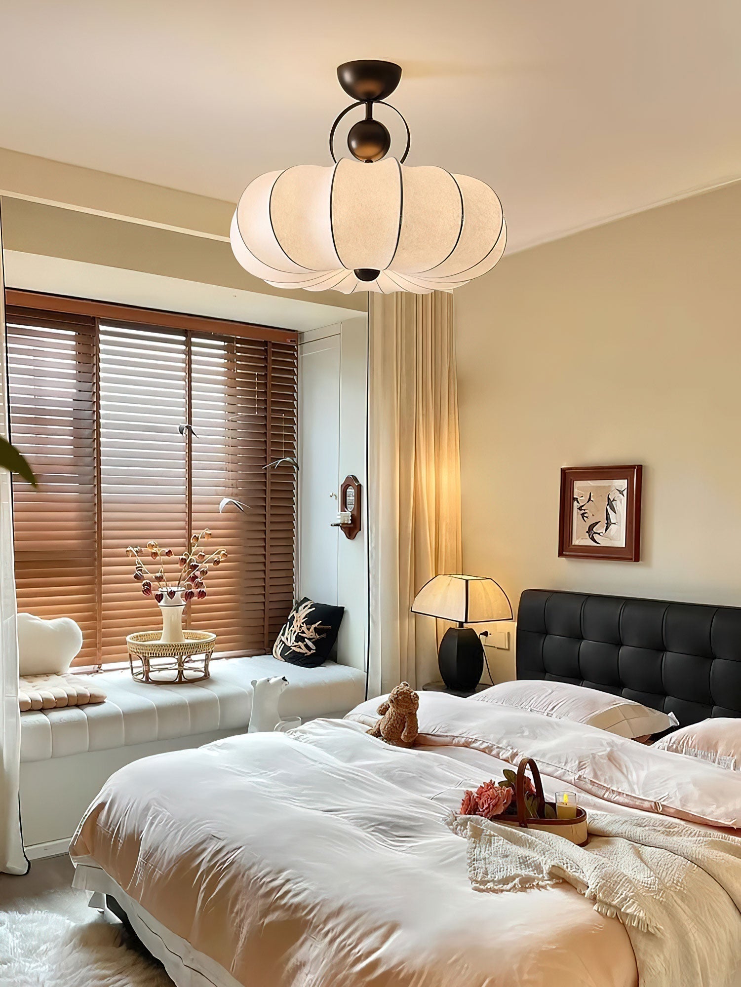 Yunshui Petal Fabric Bronze Pendant Light - Lamp Outdoor