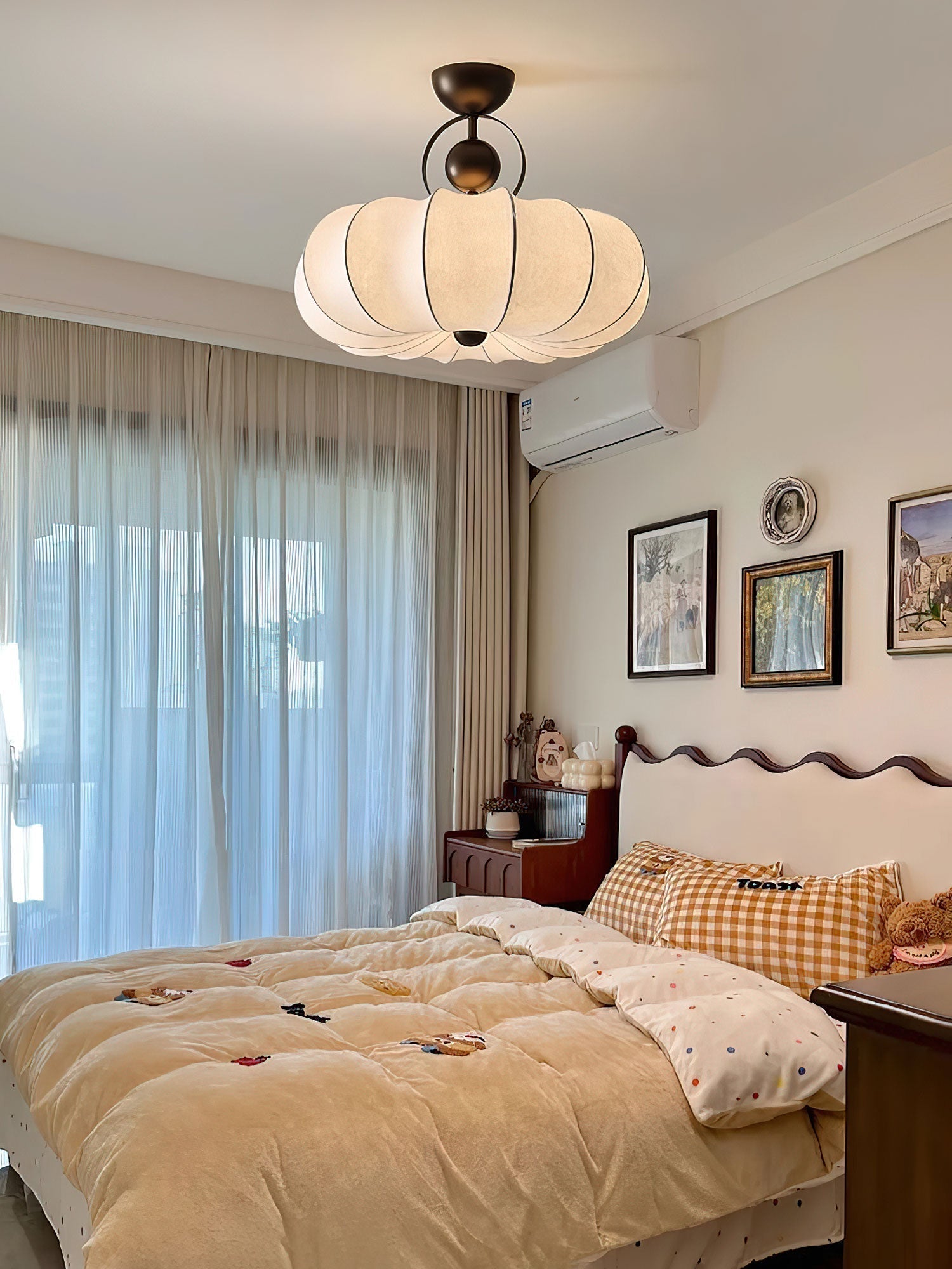 Yunshui Petal Fabric Bronze Pendant Light - Lamp Outdoor