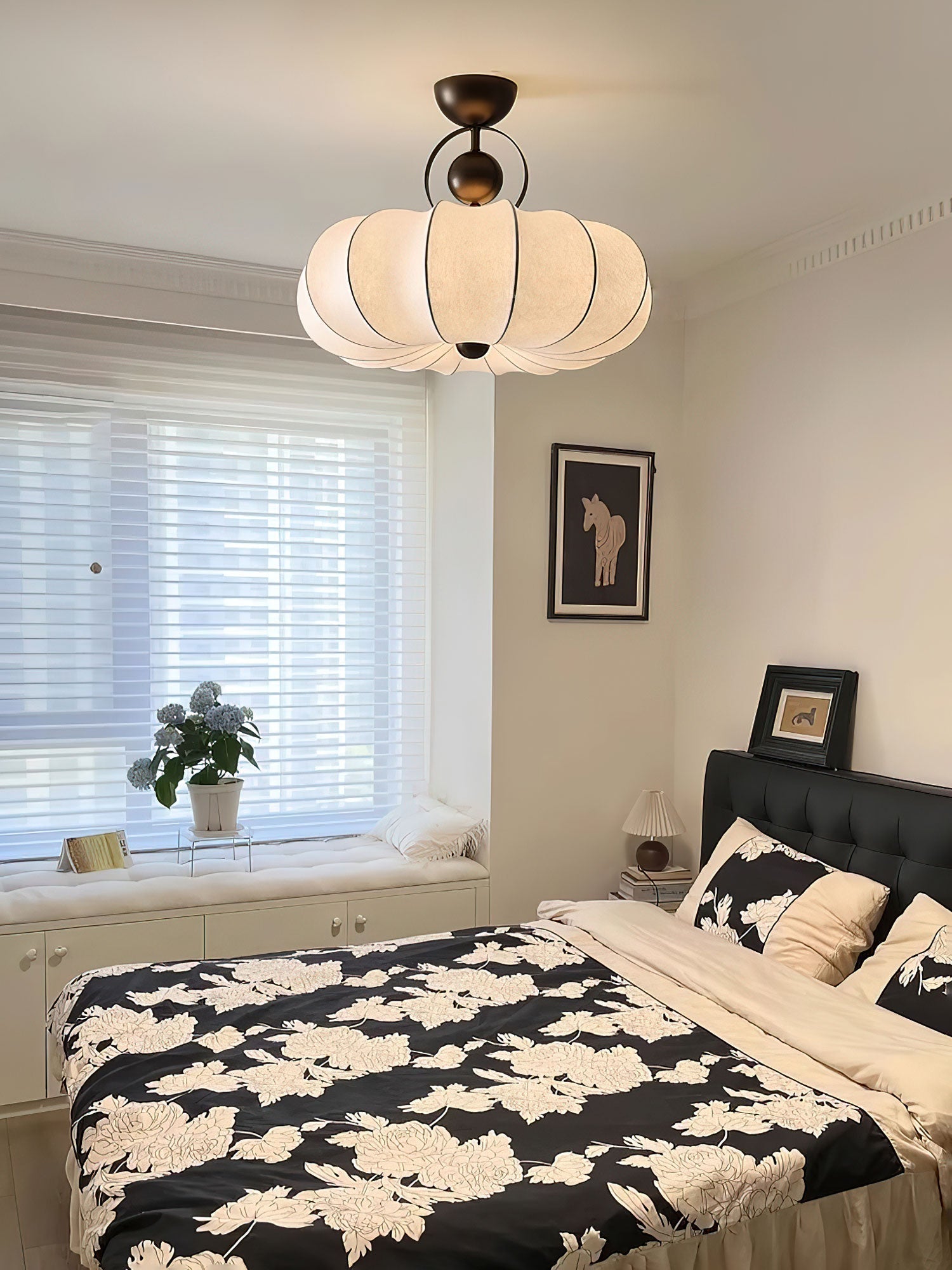Yunshui Petal Fabric Bronze Pendant Light - Lamp Outdoor
