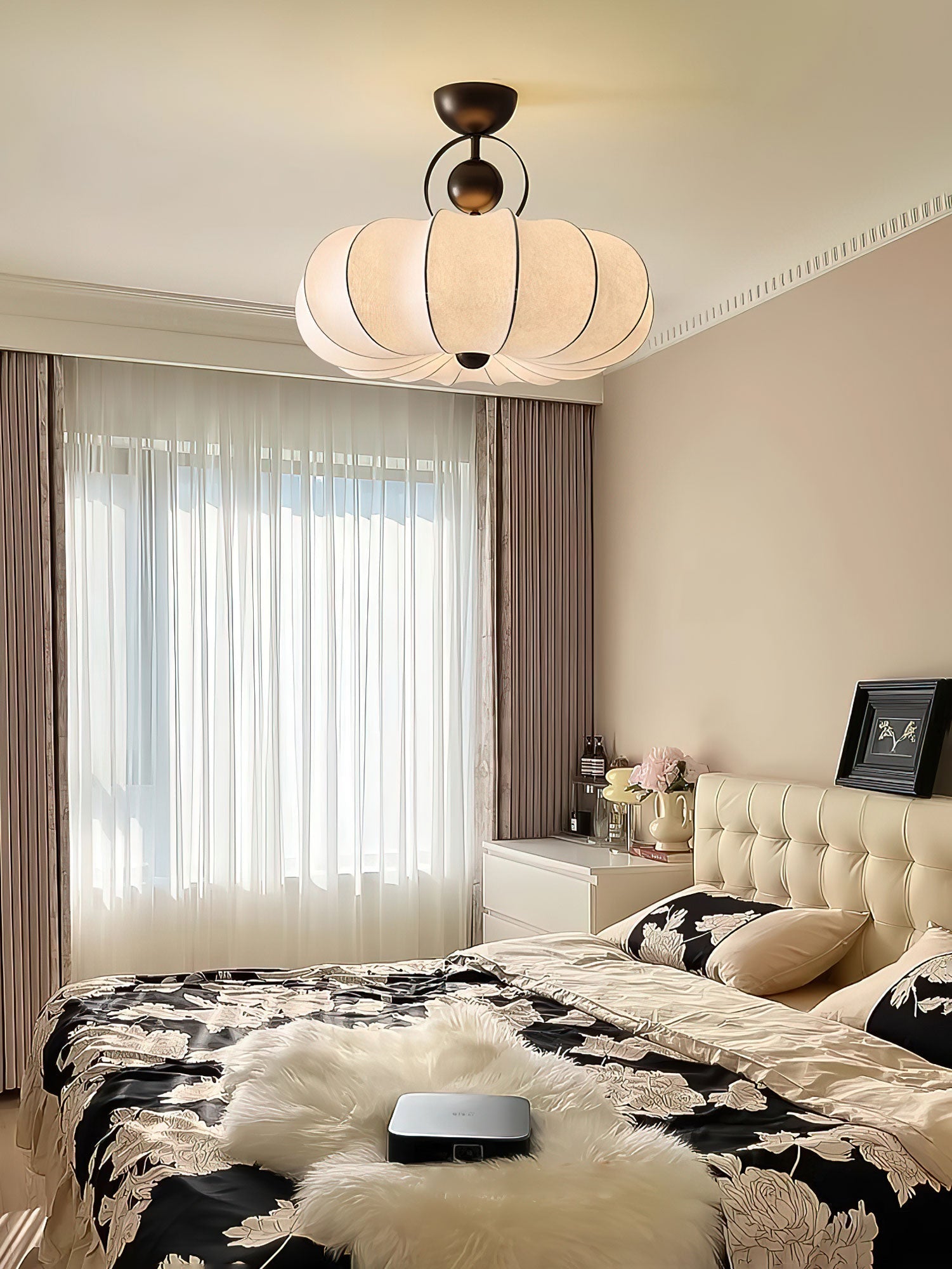 Yunshui Petal Fabric Bronze Pendant Light - Lamp Outdoor