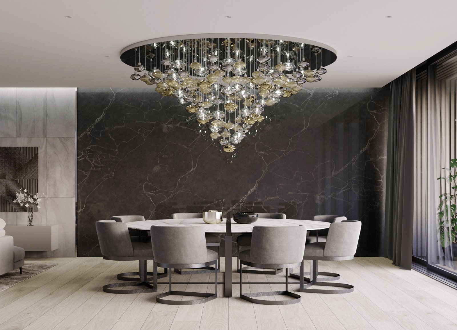 Elmarel Flowing Crystal Dining Chandelier - Lamp Outdoor