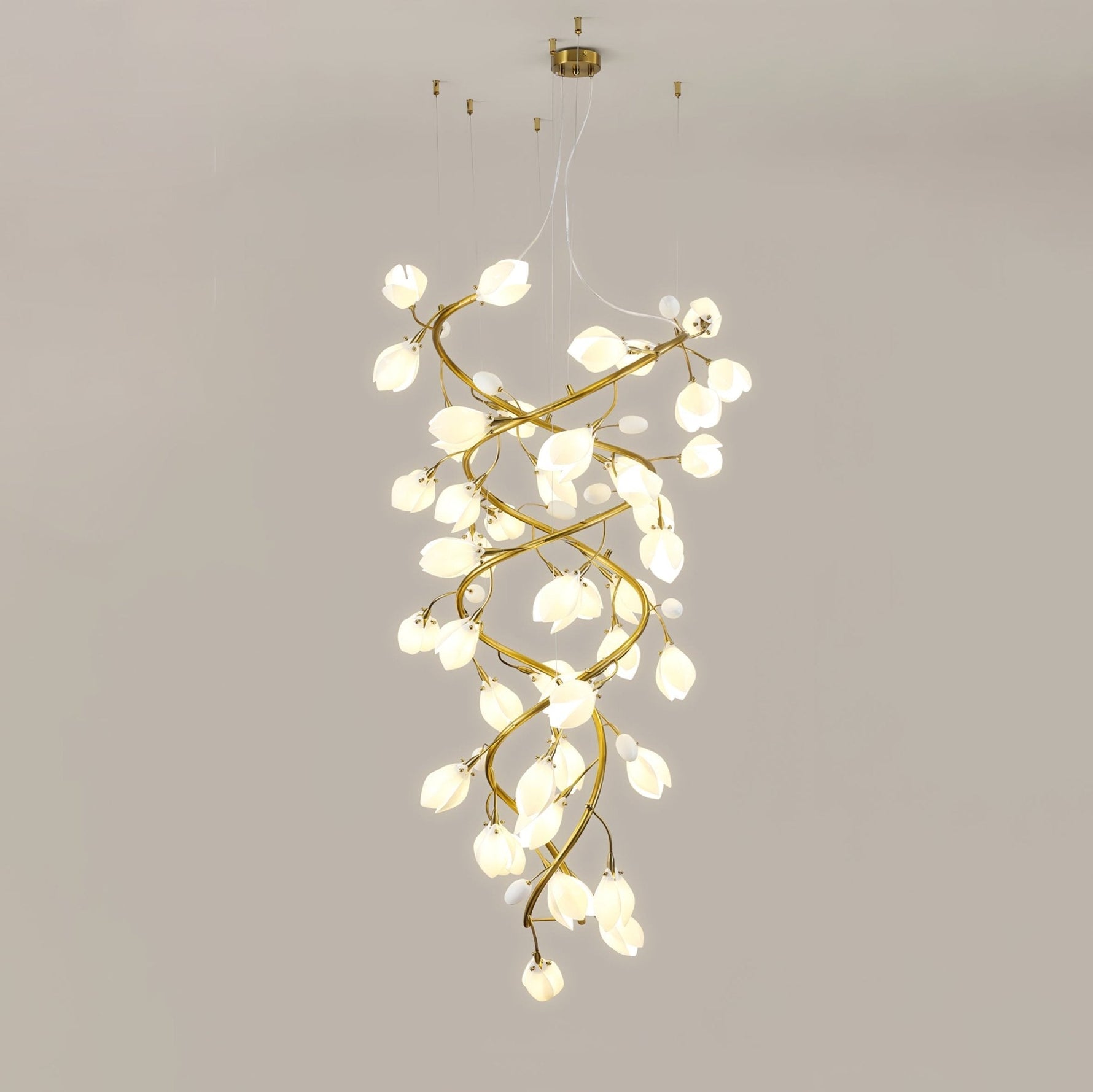 Evene Spiral Ceramic Brass Chandelier - Lamp Outdoor