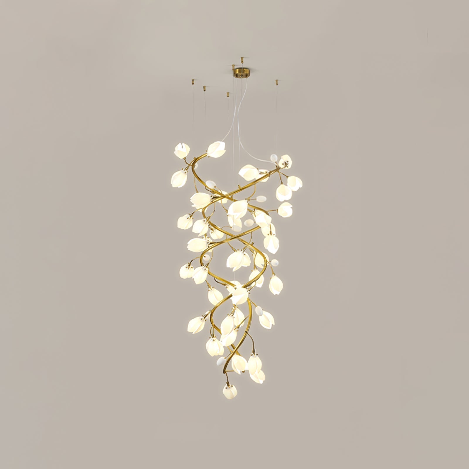 Evene Spiral Ceramic Brass Chandelier - Lamp Outdoor