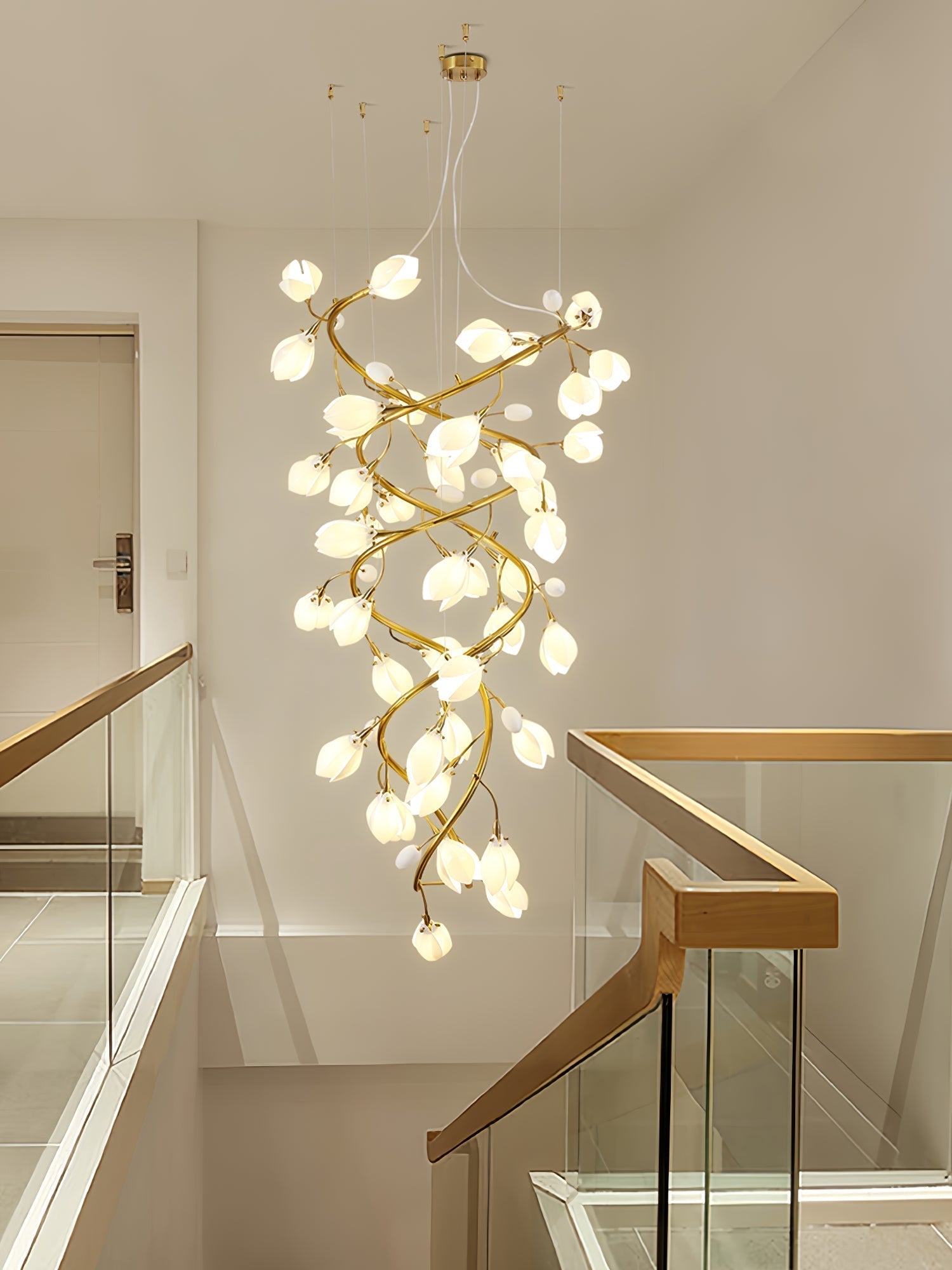 Evene Spiral Ceramic Brass Chandelier - Lamp Outdoor