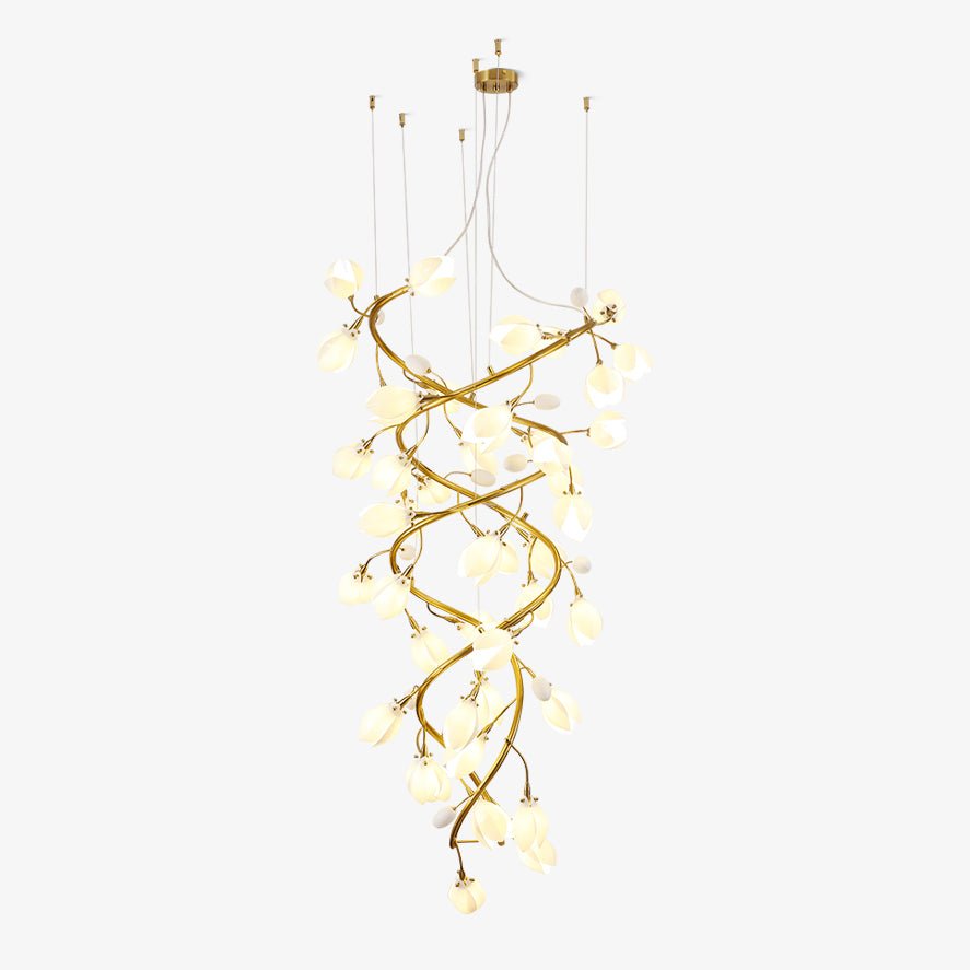 Evene Spiral Ceramic Brass Chandelier - Lamp Outdoor