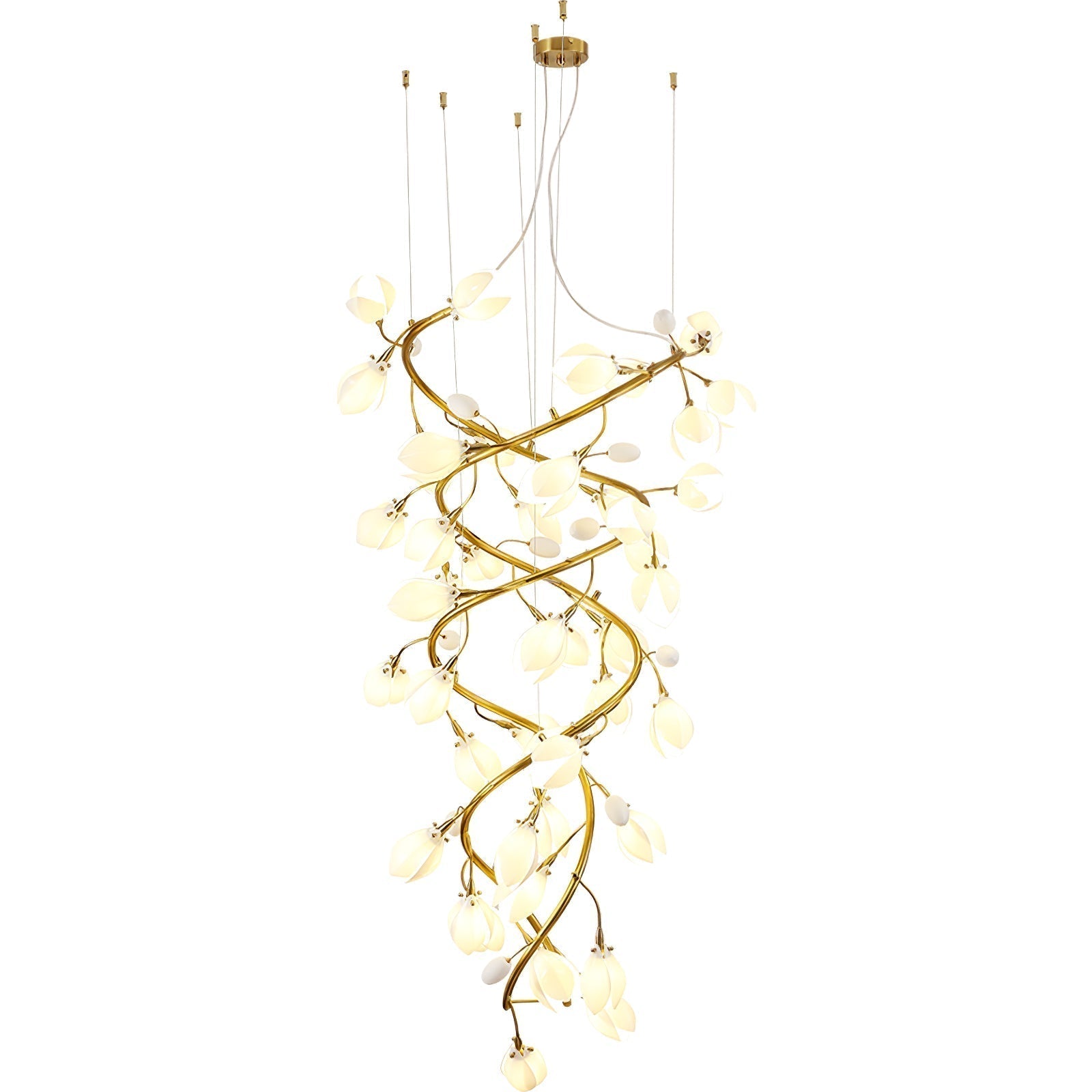 Evene Spiral Ceramic Brass Chandelier - Lamp Outdoor