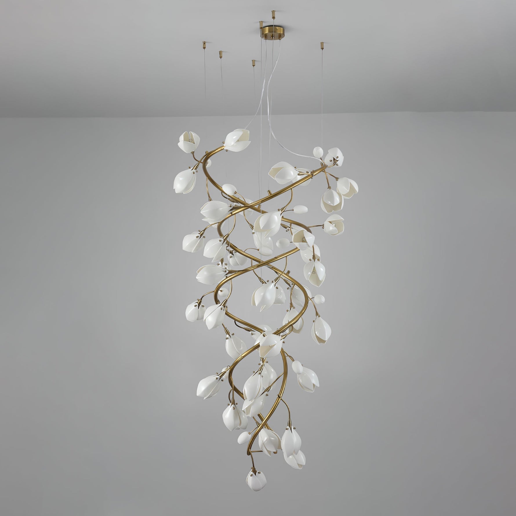 Evene Spiral Ceramic Brass Chandelier - Lamp Outdoor