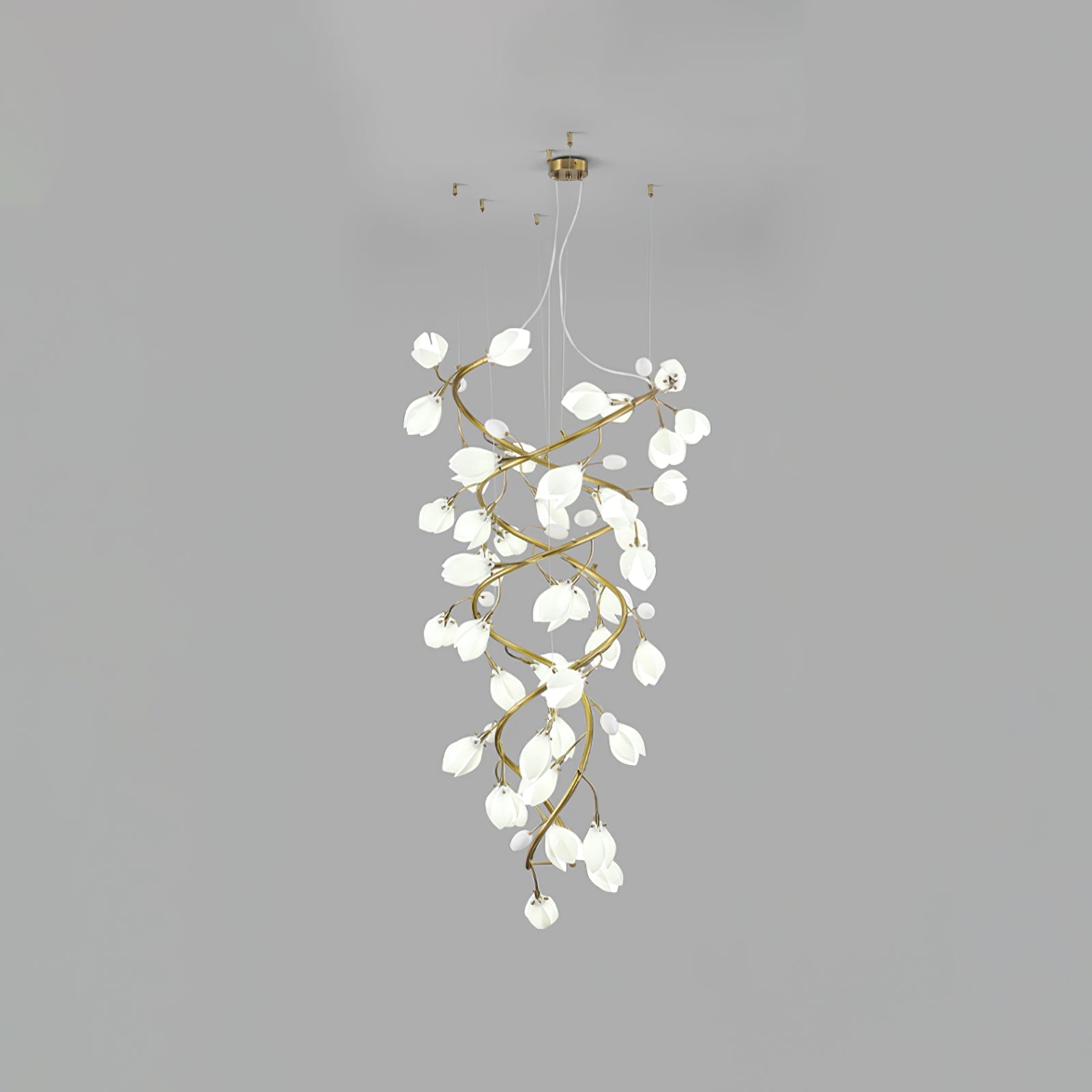 Evene Spiral Ceramic Brass Chandelier - Lamp Outdoor