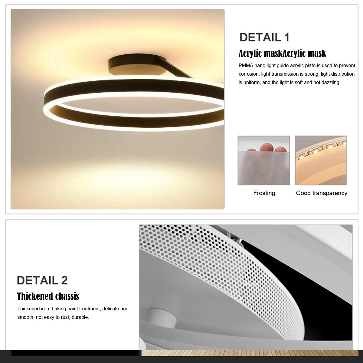 Solen Modern Circle Flush Mount Ceiling Light, Black & White - Lamp Outdoor