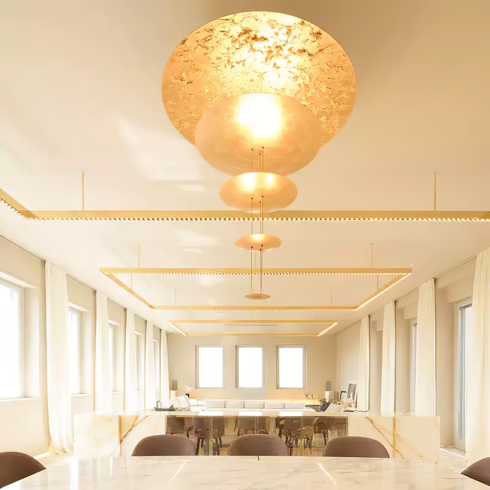 Zathaara Layered Gold Foil Pendant Light - Lamp Outdoor