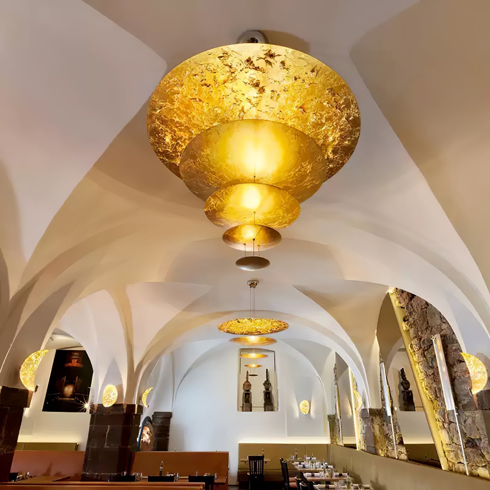 Zathaara Layered Gold Foil Pendant Light - Lamp Outdoor