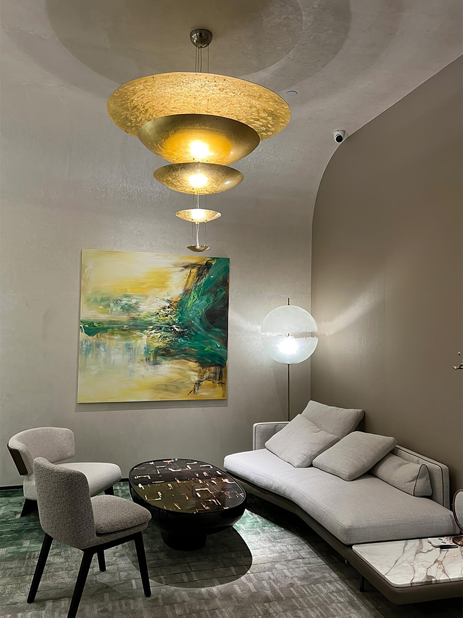 Zathaara Layered Gold Foil Pendant Light - Lamp Outdoor
