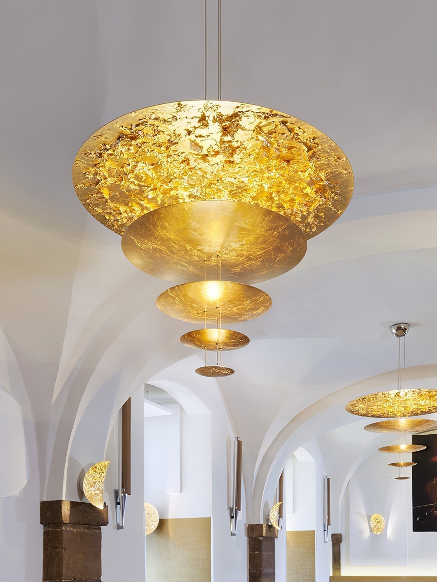 Zathaara Layered Gold Foil Pendant Light - Lamp Outdoor