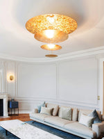 Zathaara Layered Gold Foil Pendant Light - Lamp Outdoor