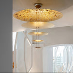 Zathaara Layered Gold Foil Pendant Light - Lamp Outdoor