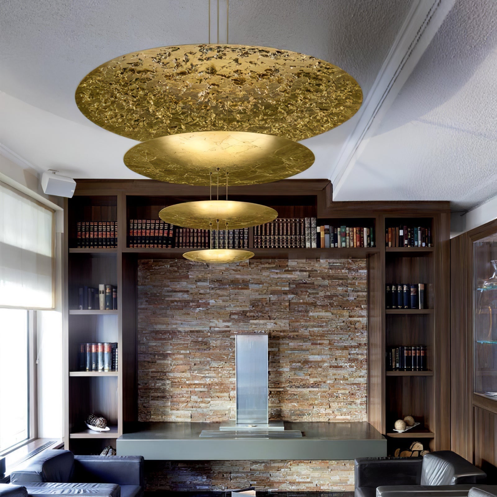 Zathaara Layered Gold Foil Pendant Light - Lamp Outdoor