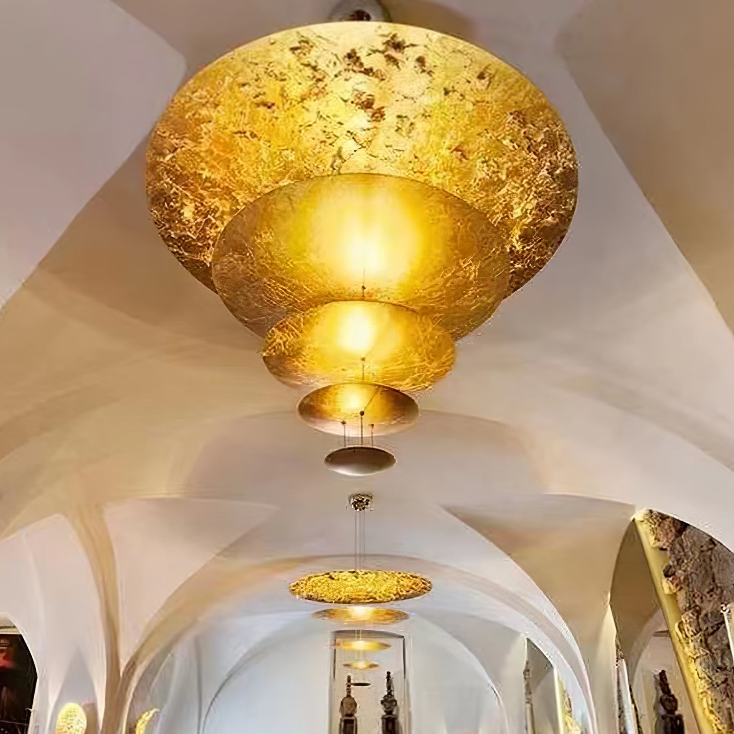 Zathaara Layered Gold Foil Pendant Light - Lamp Outdoor
