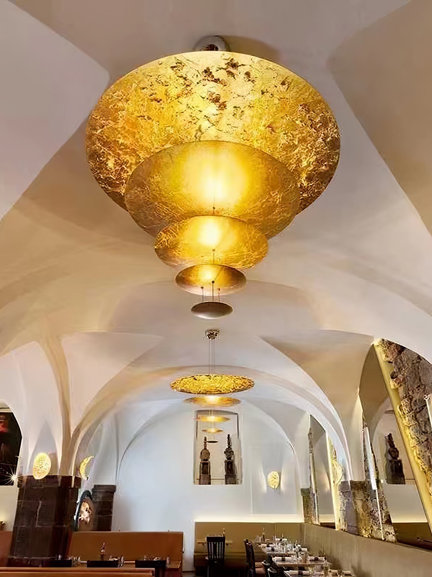 Zathaara Layered Gold Foil Pendant Light - Lamp Outdoor