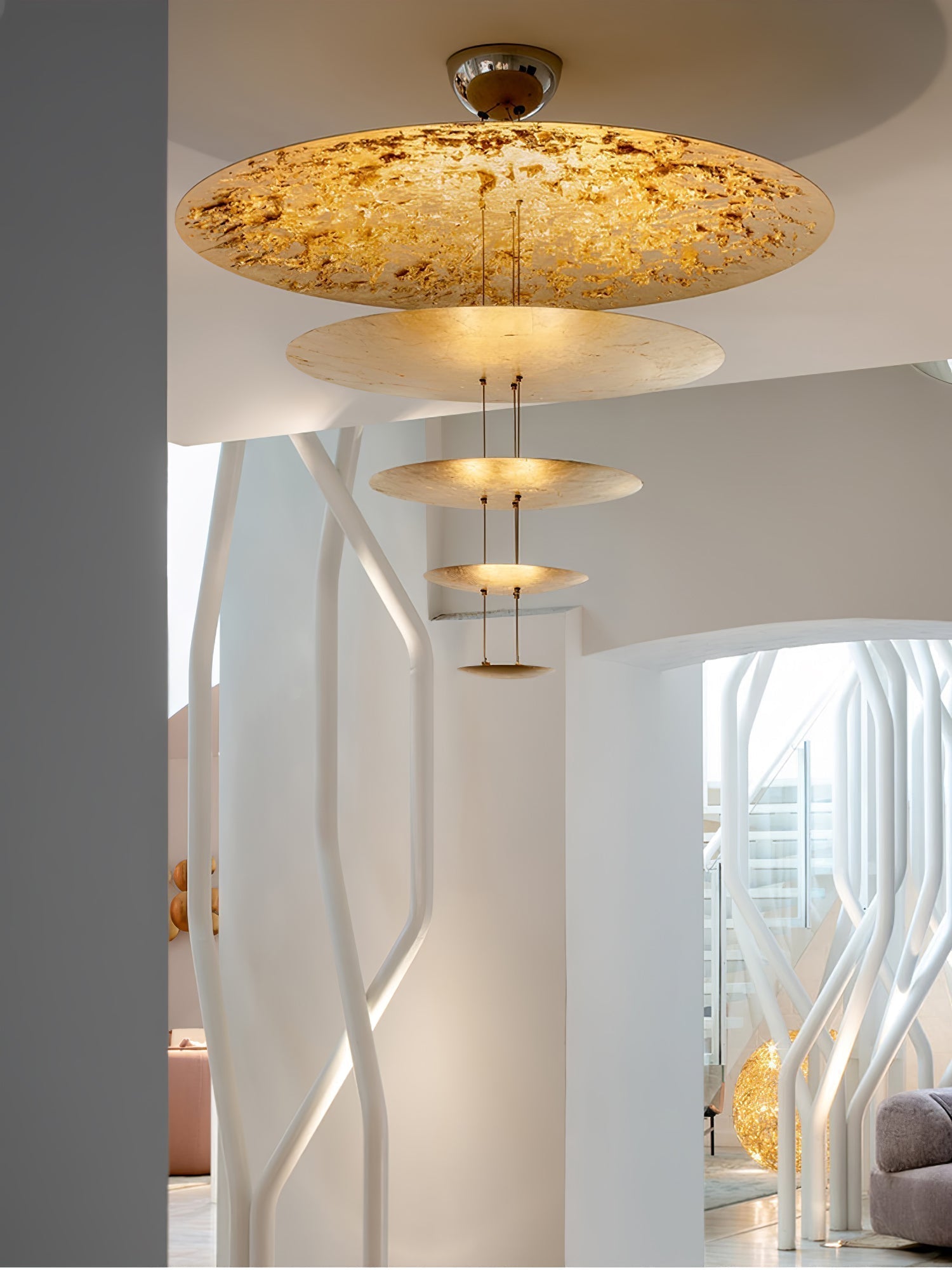 Zathaara Layered Gold Foil Pendant Light - Lamp Outdoor