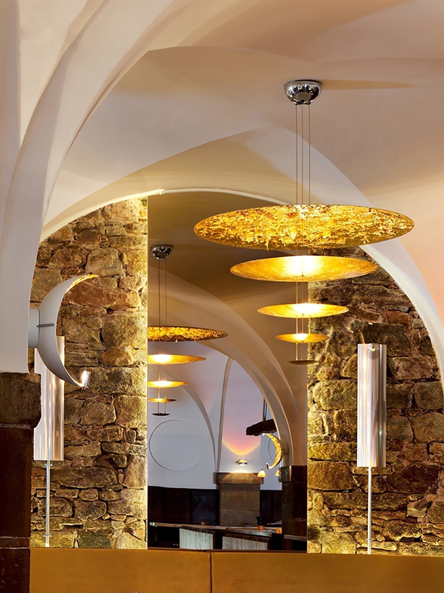 Zathaara Layered Gold Foil Pendant Light - Lamp Outdoor