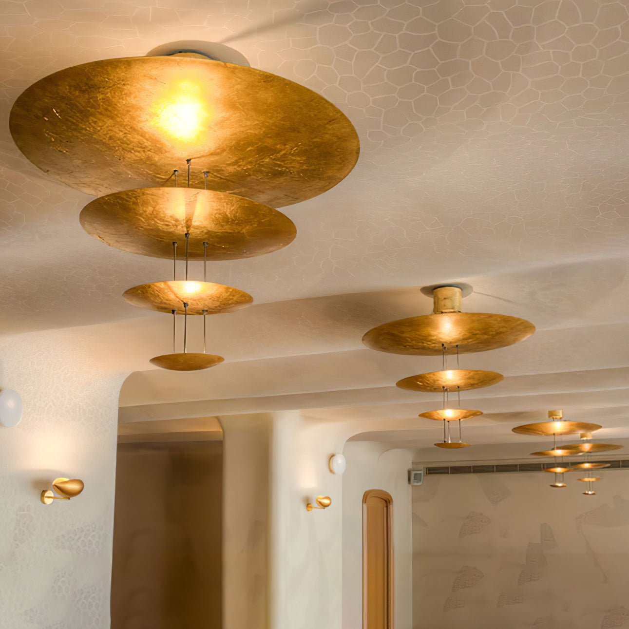 Zathaara Layered Gold Foil Pendant Light - Lamp Outdoor