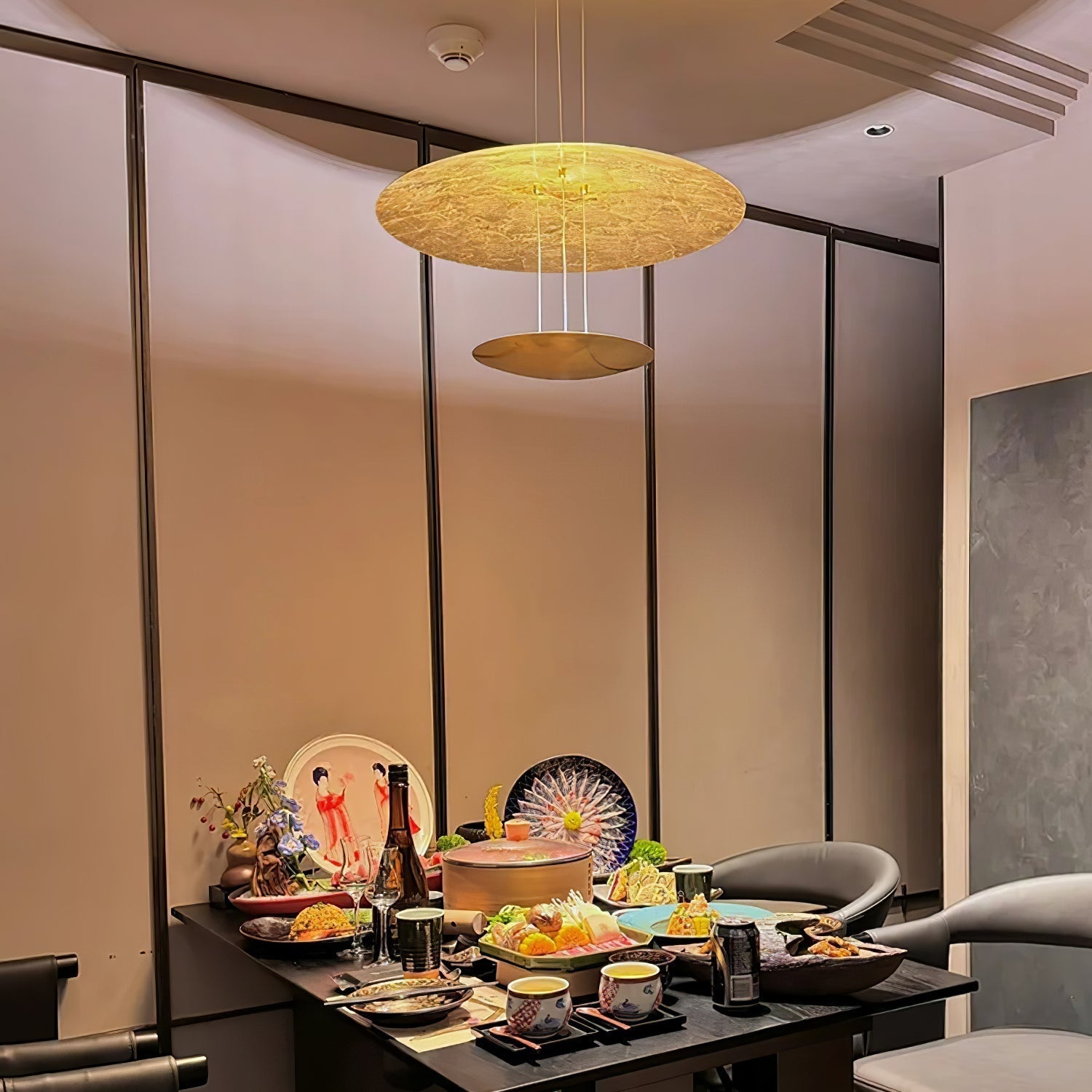 Zathaara Layered Gold Foil Pendant Light - Lamp Outdoor
