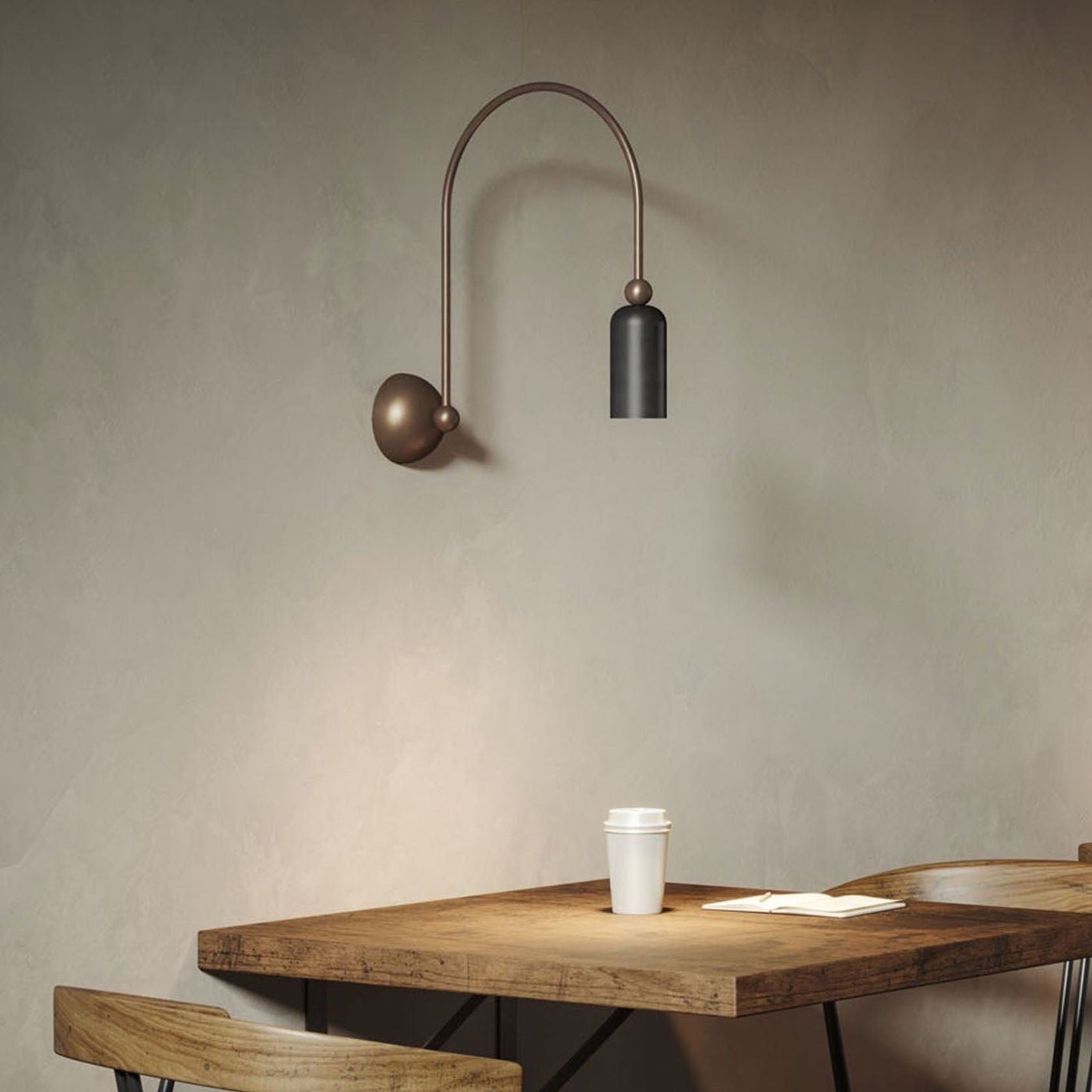 Vortigaud Curved Bronze Black Wall Light - Lamp Outdoor