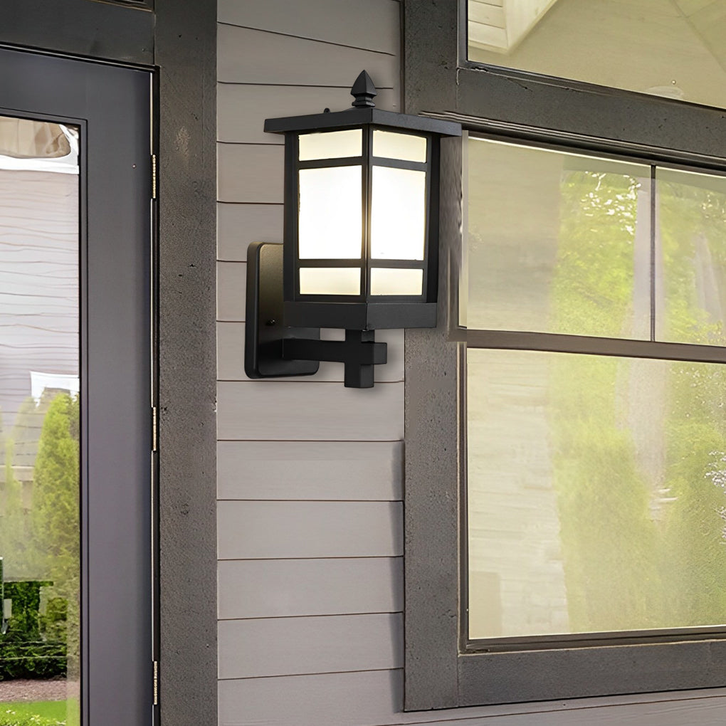 Vintage Waterproof LED Glass Matte Black Retro Wall Lamp Exterior Lights - Lamp Outdoor