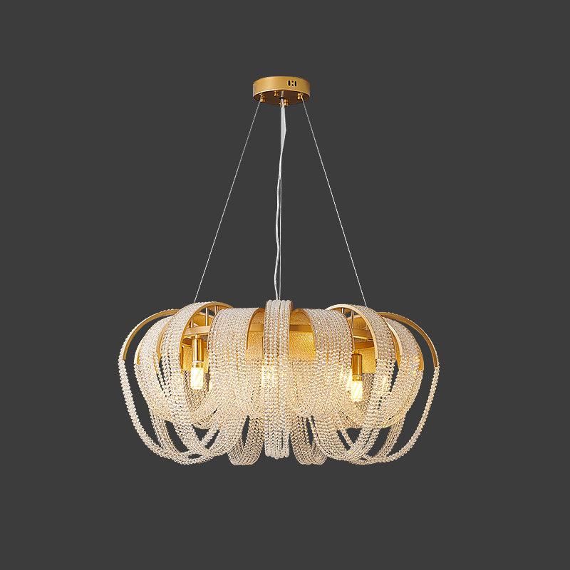 Lustra Chandelier Mesh Crystal Gold Waterfall Sparkle - Letslighting