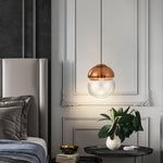 Aged Modern Minimalist Dome Metal Glass Pendant Light - Lamp Outdoor