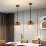 Aged Modern Minimalist Dome Metal Glass Pendant Light - Lamp Outdoor
