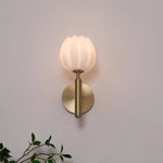 Eurzorion Floral Alabaster Brass Wall Light - Lamp Outdoor