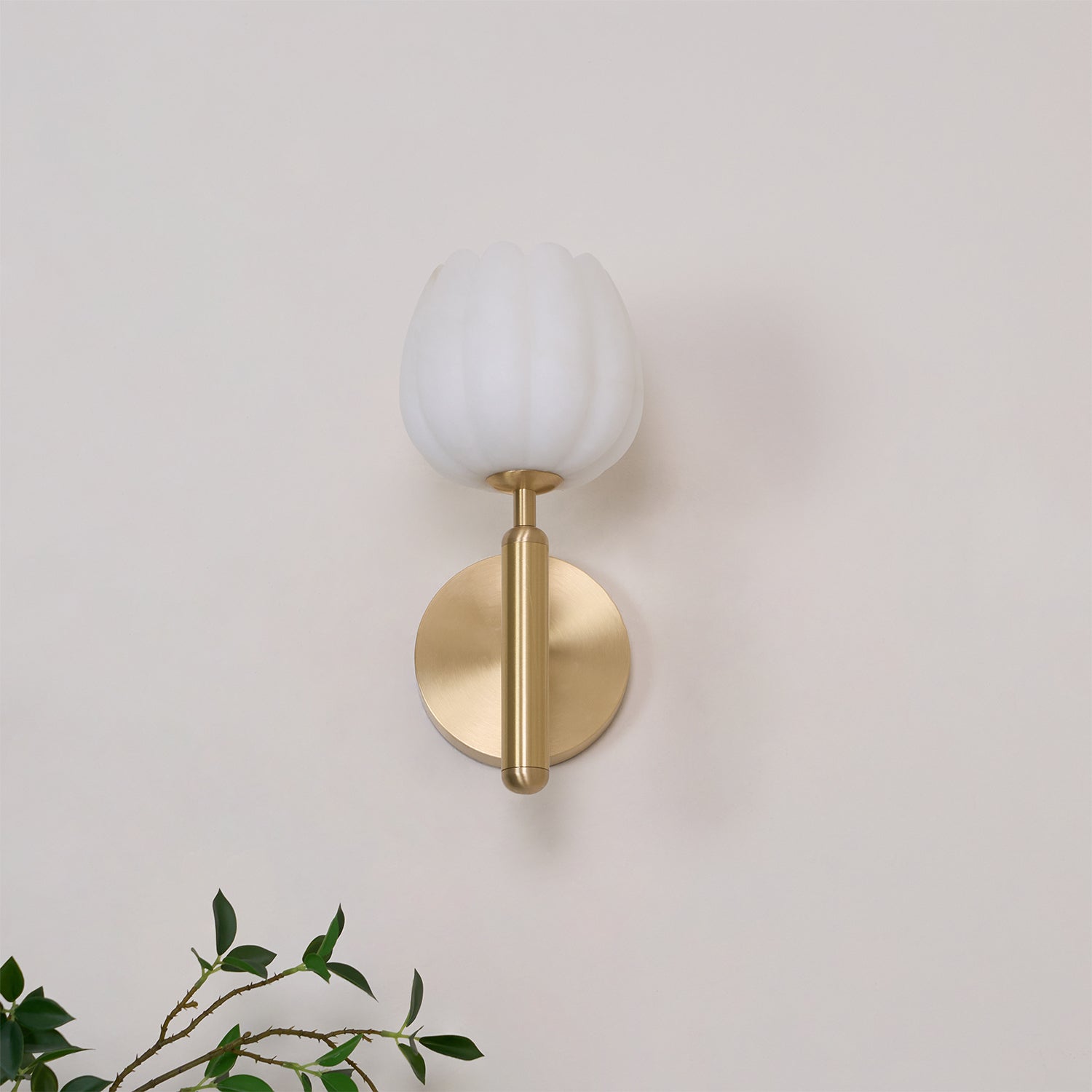 Eurzorion Floral Alabaster Brass Wall Light - Lamp Outdoor