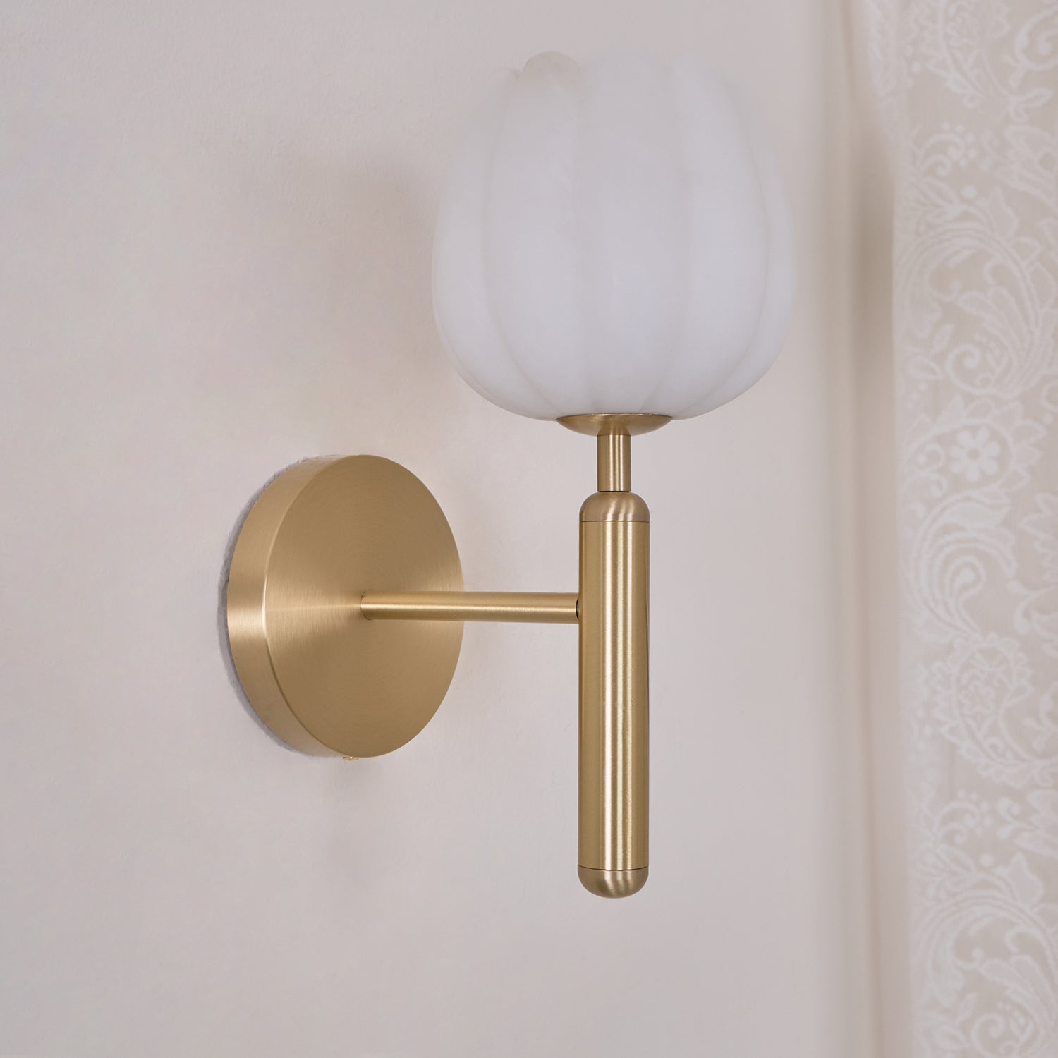 Eurzorion Floral Alabaster Brass Wall Light - Lamp Outdoor