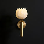 Eurzorion Floral Alabaster Brass Wall Light - Lamp Outdoor