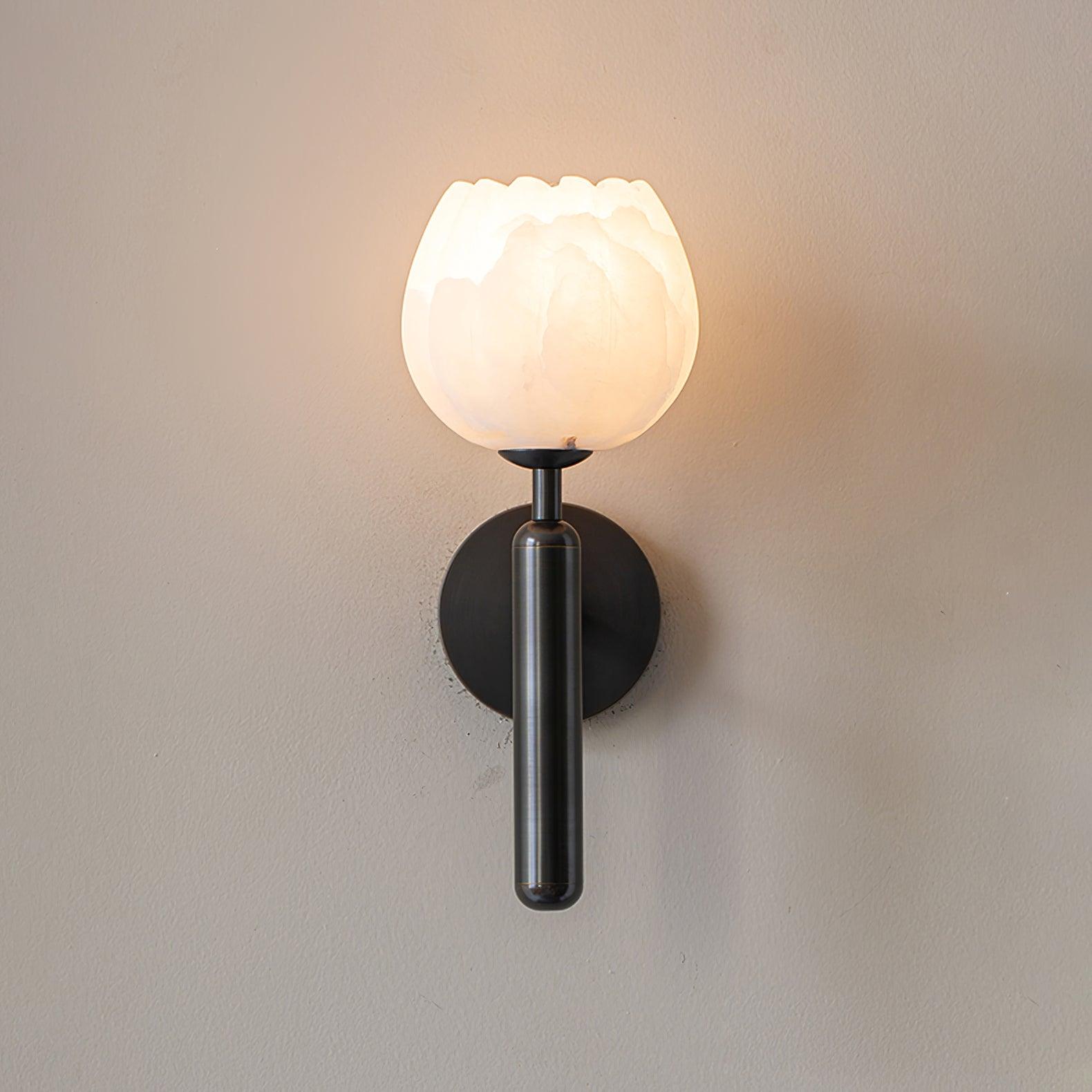 Eurzorion Floral Alabaster Brass Wall Light - Lamp Outdoor