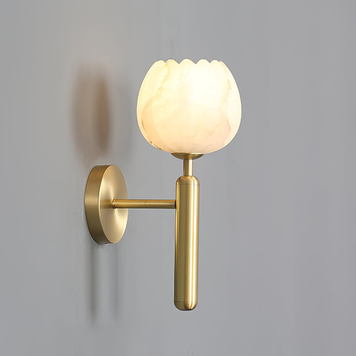 Eurzorion Floral Alabaster Brass Wall Light - Lamp Outdoor