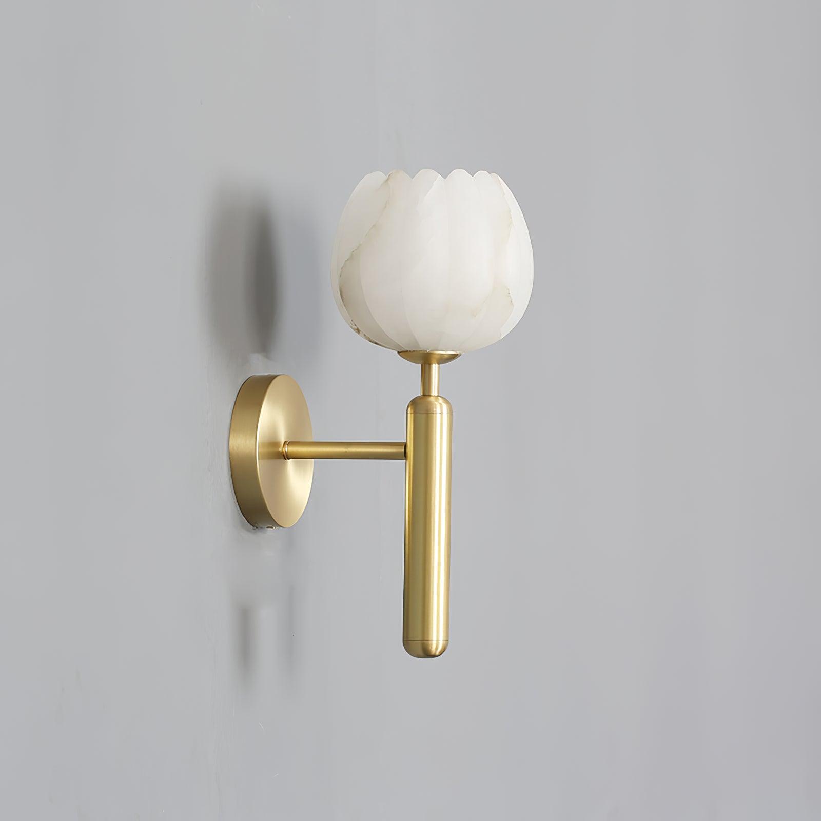 Eurzorion Floral Alabaster Brass Wall Light - Lamp Outdoor