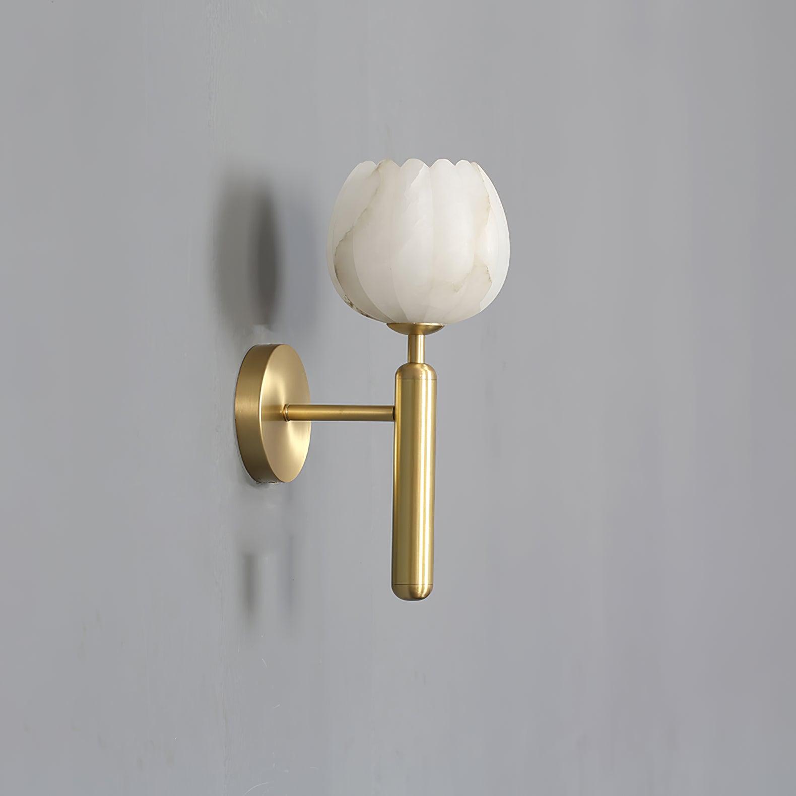 Eurzorion Floral Alabaster Brass Wall Light - Lamp Outdoor