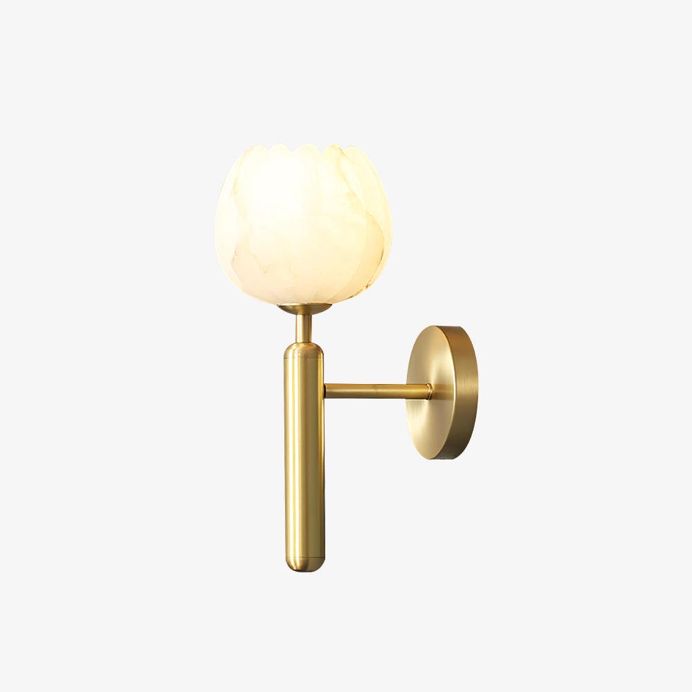 Eurzorion Floral Alabaster Brass Wall Light - Lamp Outdoor