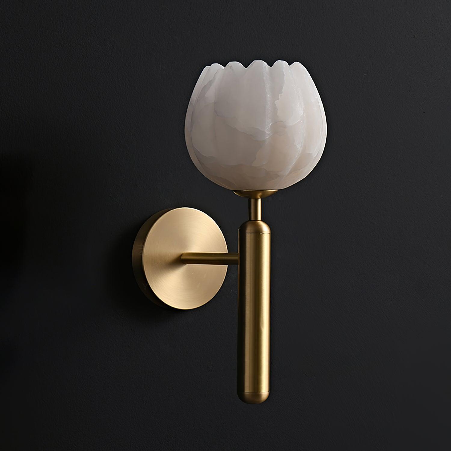 Eurzorion Floral Alabaster Brass Wall Light - Lamp Outdoor