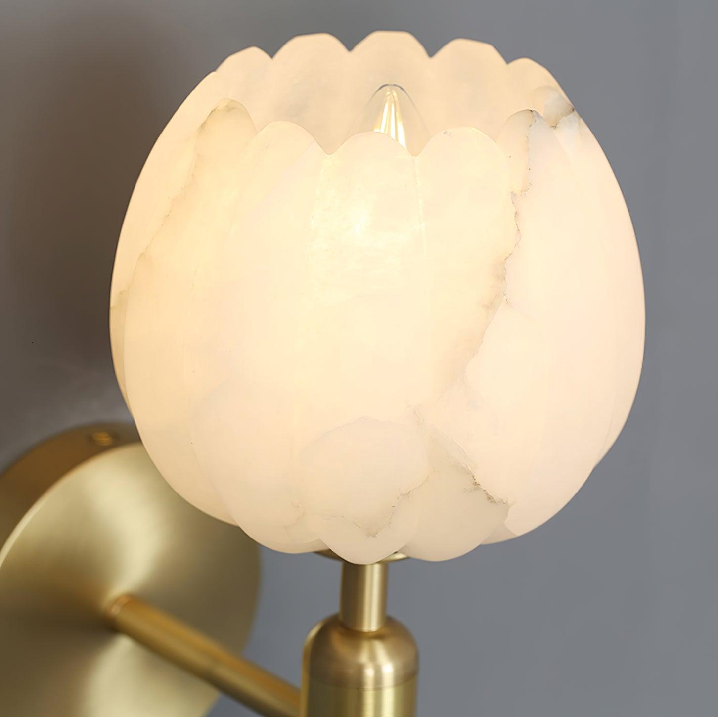 Eurzorion Floral Alabaster Brass Wall Light - Lamp Outdoor