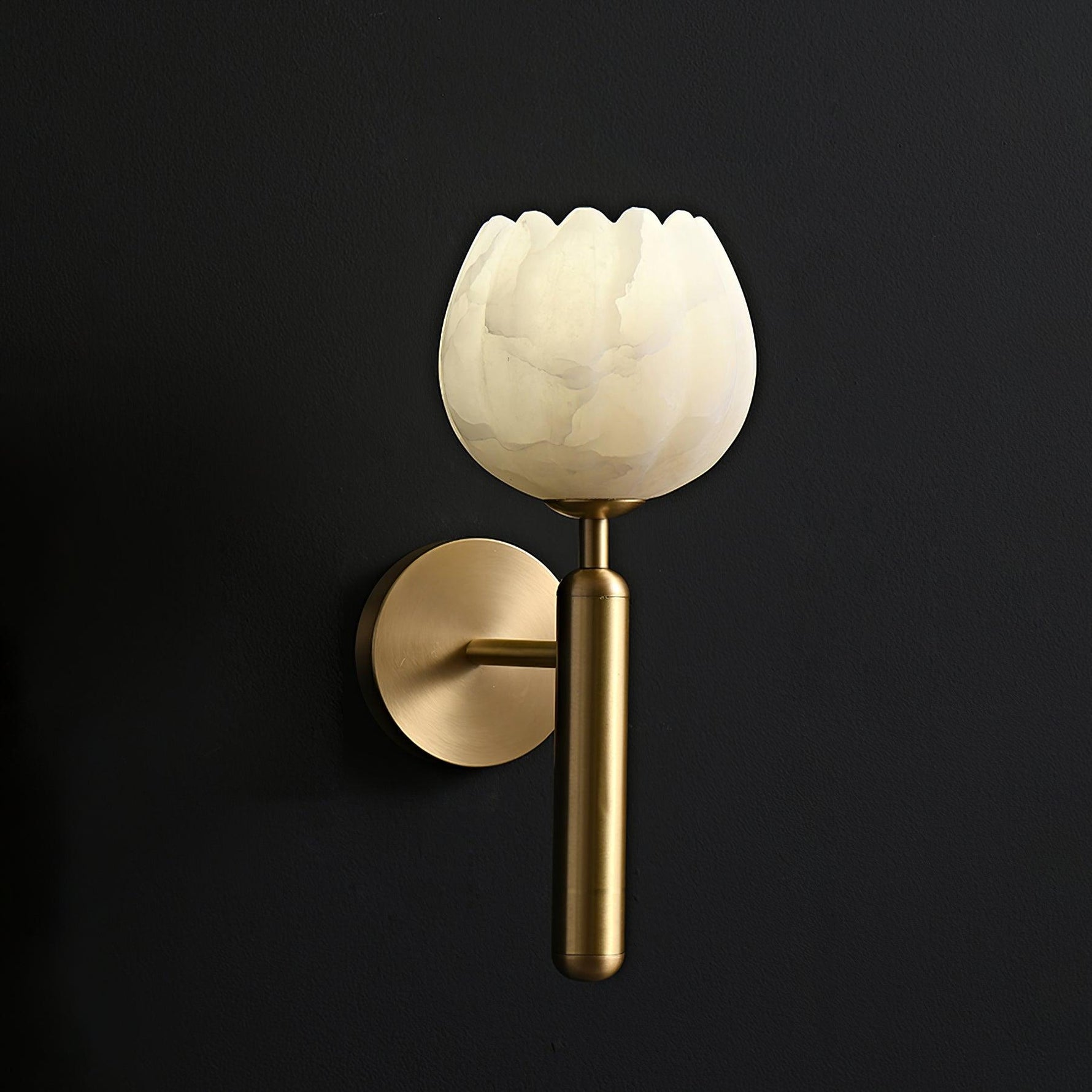 Eurzorion Floral Alabaster Brass Wall Light - Lamp Outdoor