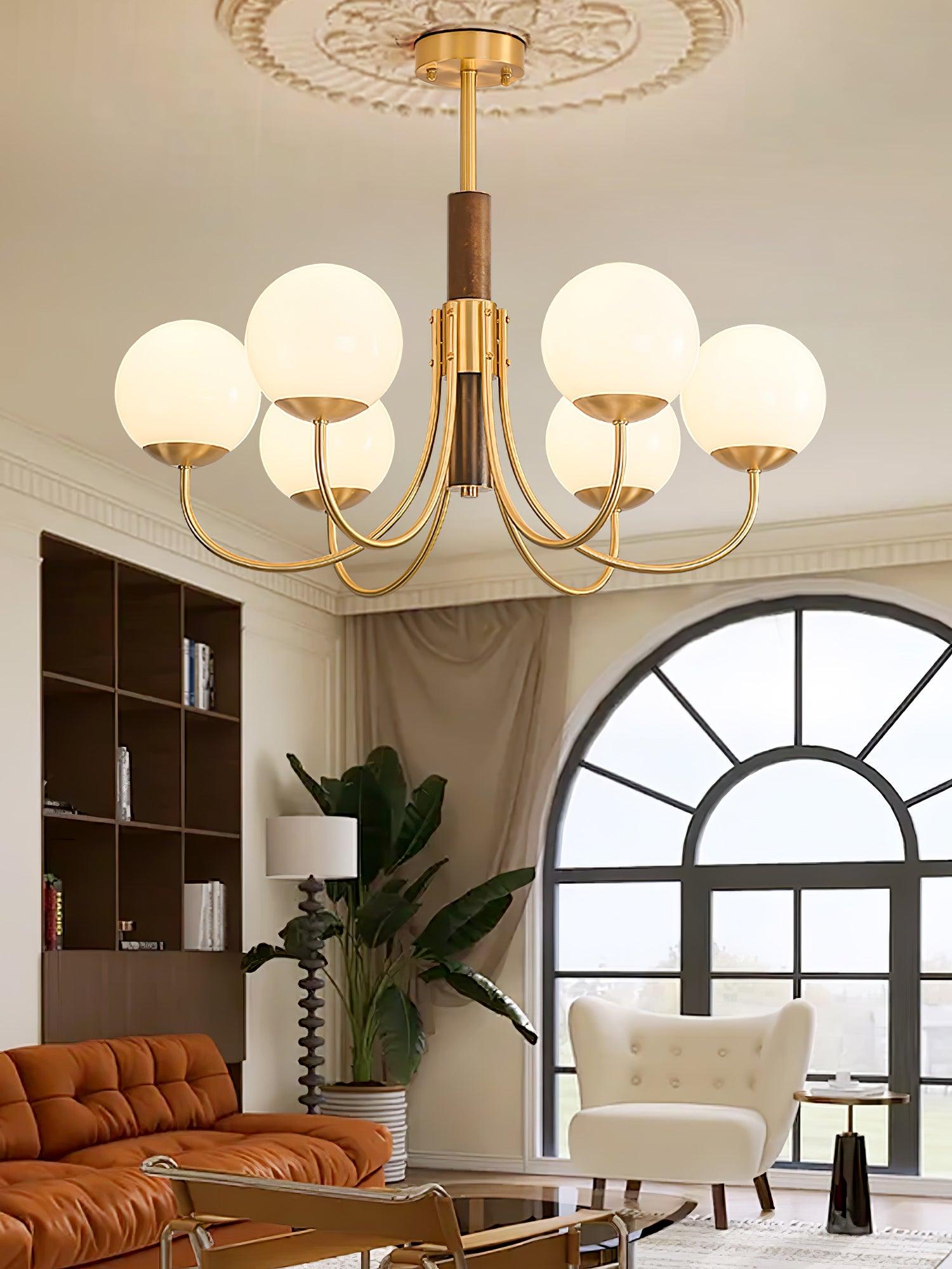 Midas Touch Walnut Sphere Chandelier - Lamp Outdoor