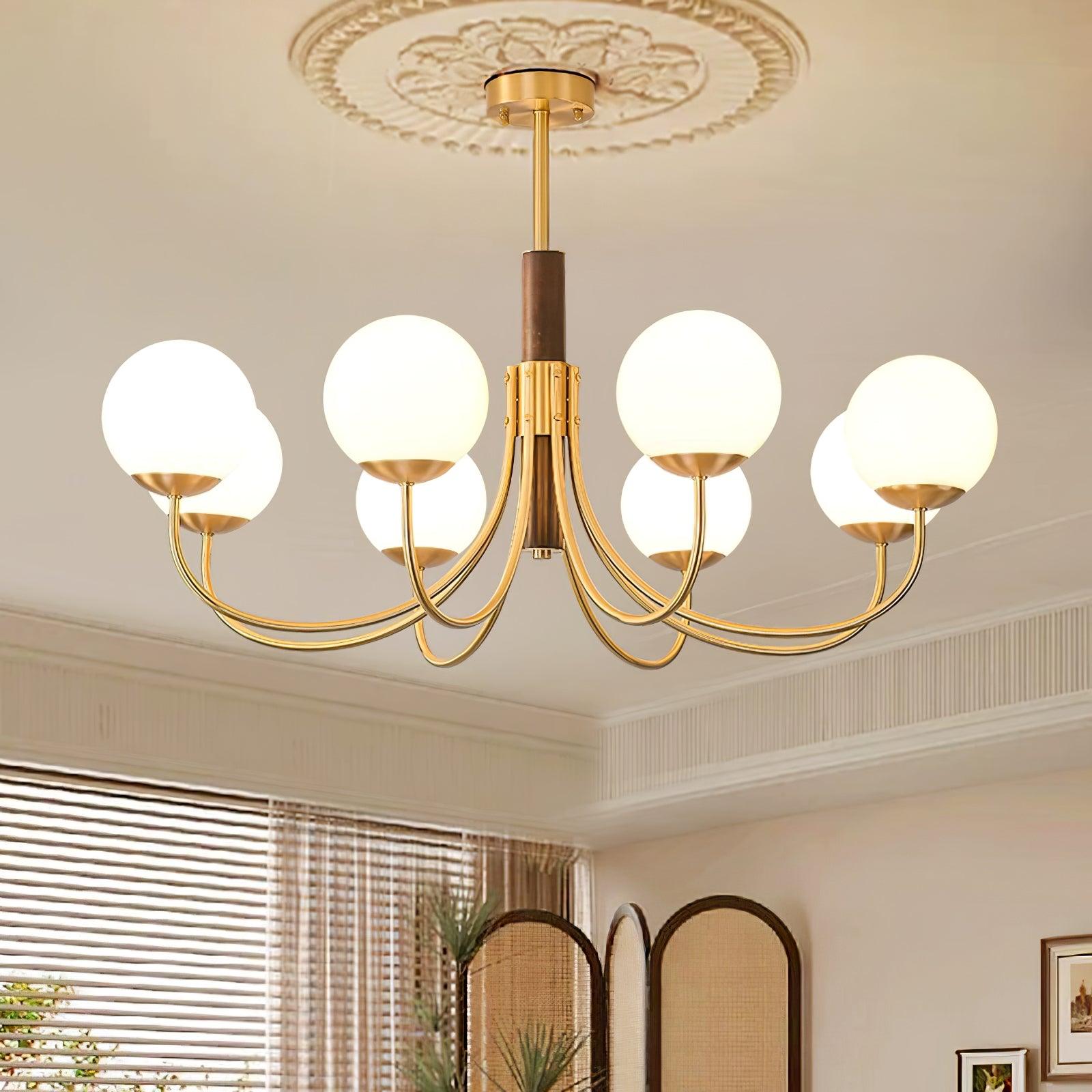Midas Touch Walnut Sphere Chandelier - Lamp Outdoor