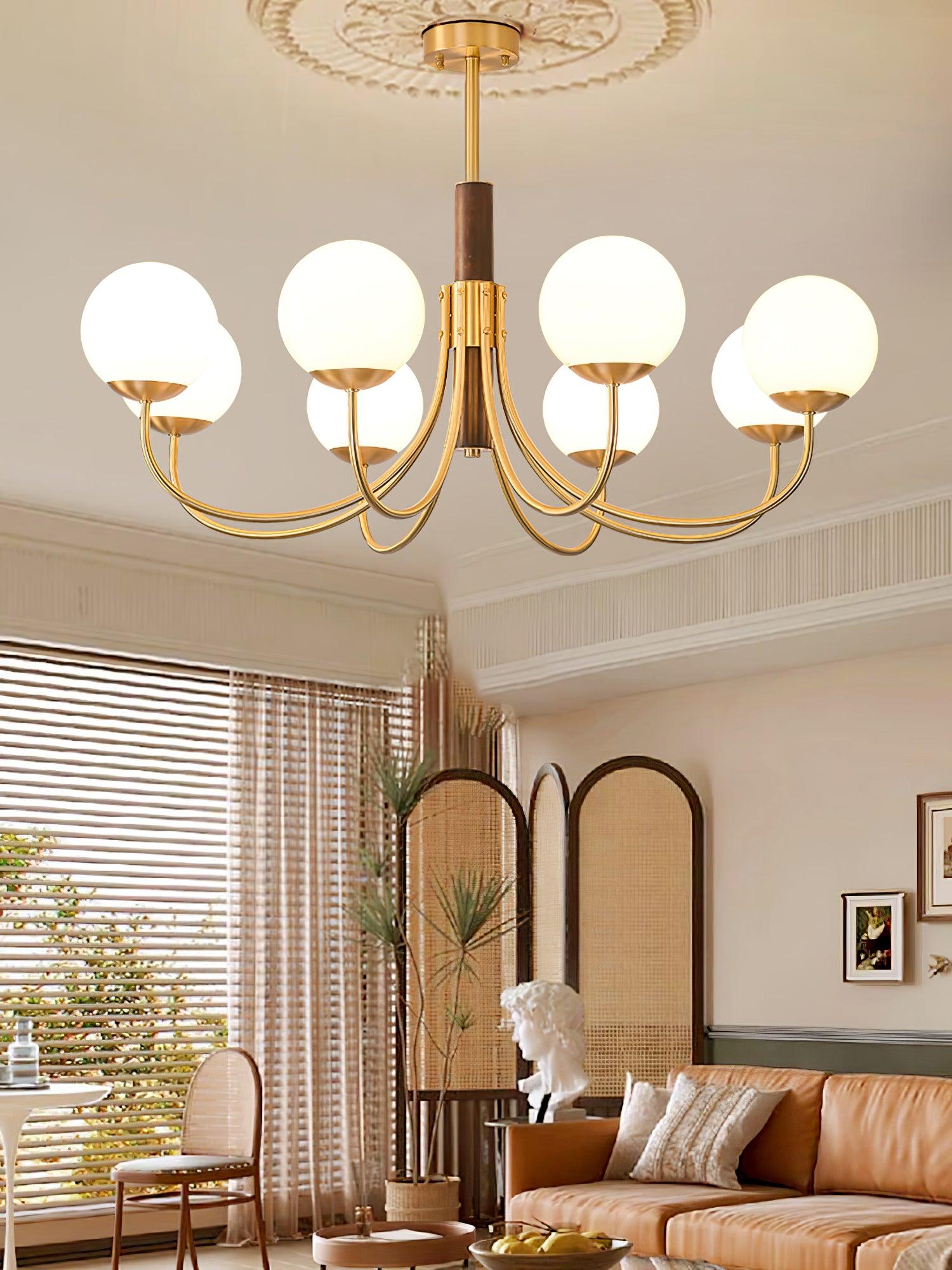 Midas Touch Walnut Sphere Chandelier - Lamp Outdoor