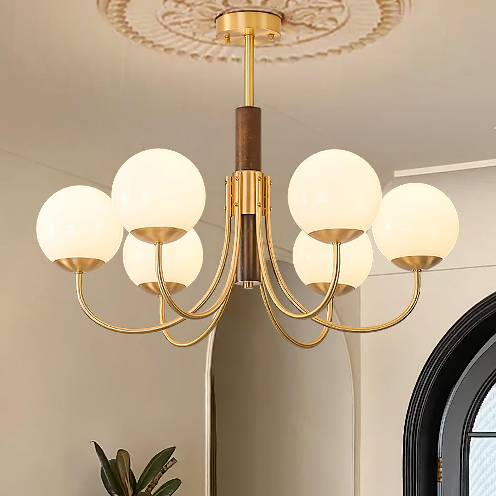 Midas Touch Walnut Sphere Chandelier - Lamp Outdoor