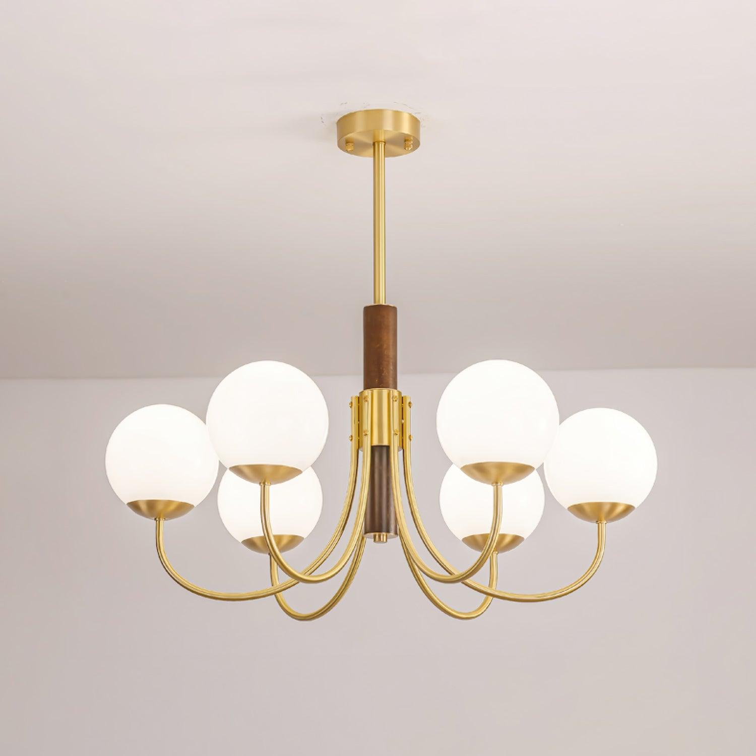 Midas Touch Walnut Sphere Chandelier - Lamp Outdoor